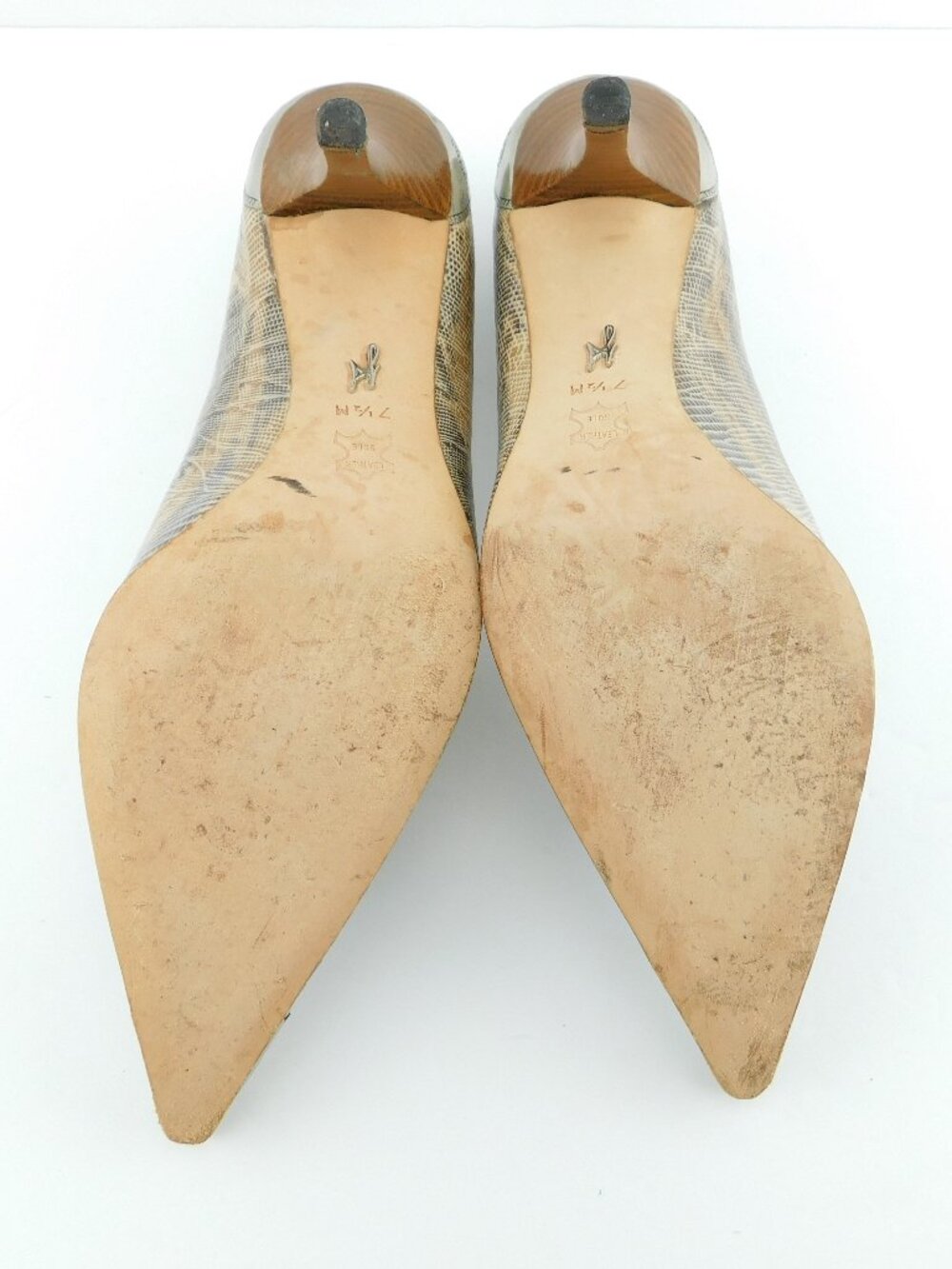 J Vincent Snake Print Leather Western Metal Tip Toe Heel Pumps 7.5 - Picture 8 of 12